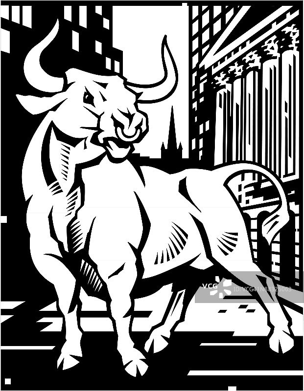 城市街道上的公牛图片素材