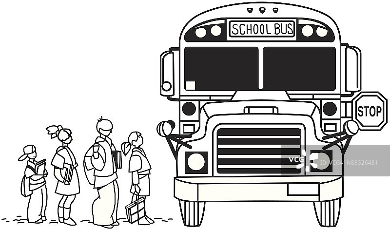 儿童乘坐校车，分层停车图片素材