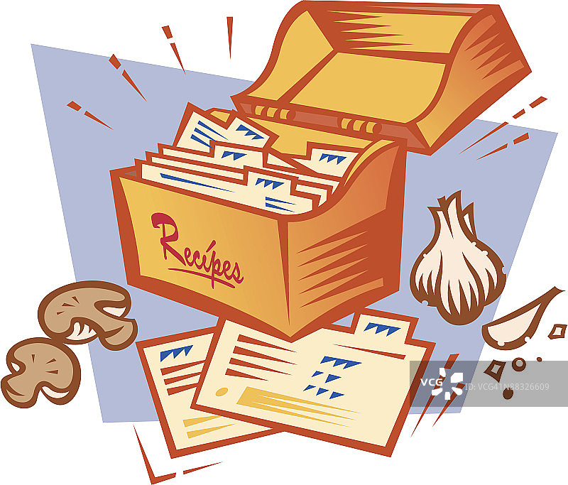 食谱盒与香草配料图片素材