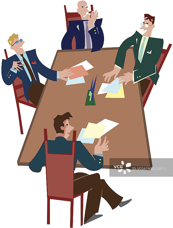 男士们在桌旁开会洽谈图片素材