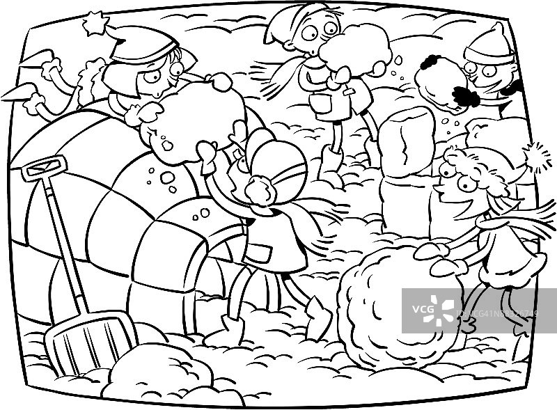 儿童建造冰屋图片素材