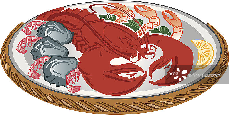 彩色海鲜拼盘组合图片素材