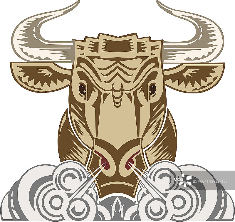 喷着鼻息的公牛插画（Ver. 5）图片素材