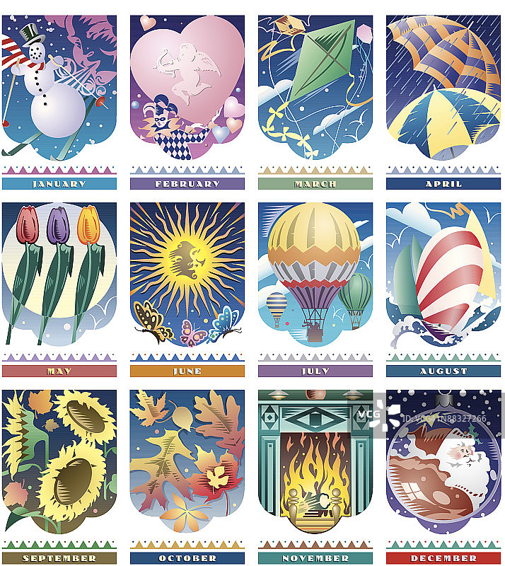 1997年彩色分层日历（黑白版可选，096-0896）图片素材