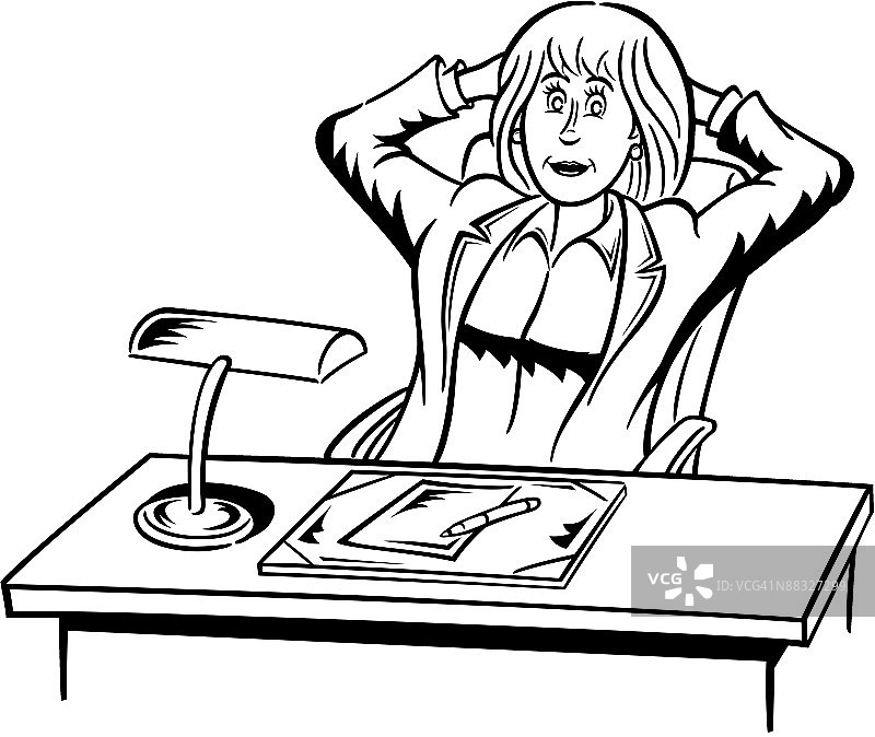 在办公桌前放松的女商人图片素材