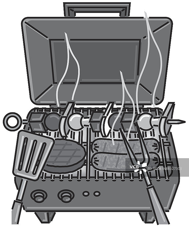 正在烹饪食物的烧烤架 分层 灰度图 也有彩色图，008C9804 完美的夏日美食 刚从烤架上取下。图片素材