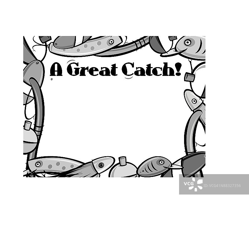 边框，标题，大丰收，渔具和浮标图片素材