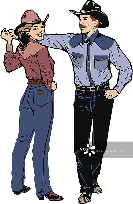 跳舞的西方情侣，彩色，组合元素图片素材