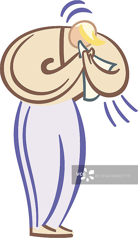 男人打喷嚏，彩色照片图片素材