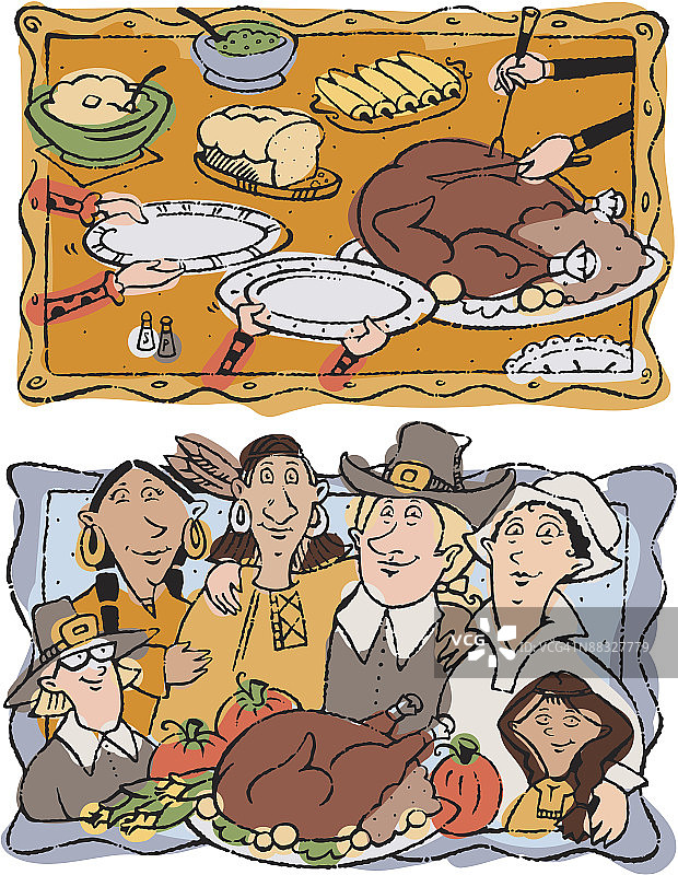 最初的感恩节，现代感恩节彩色图图片素材