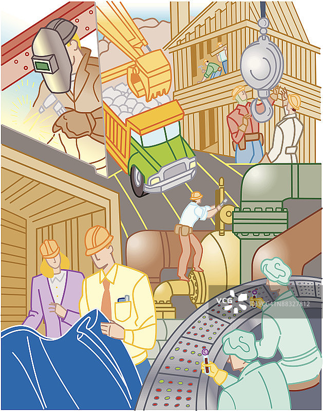 纹理、工业和制造元素，彩色Illustrator Ver. 5 分层图片素材