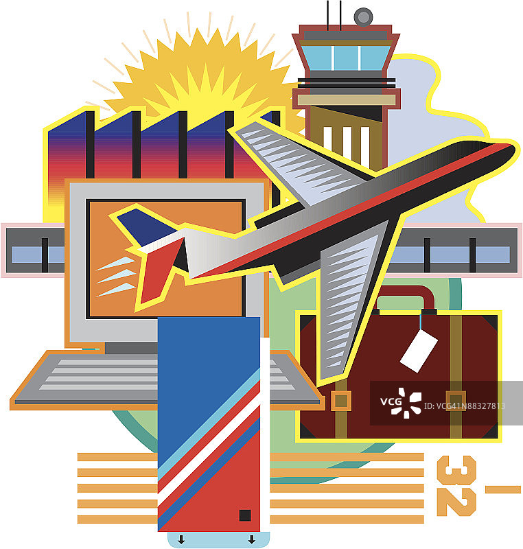 Air travel elements, 32 Layered Color Illustrator Ver. 5尽早预订你的航班最快的方式。图片素材