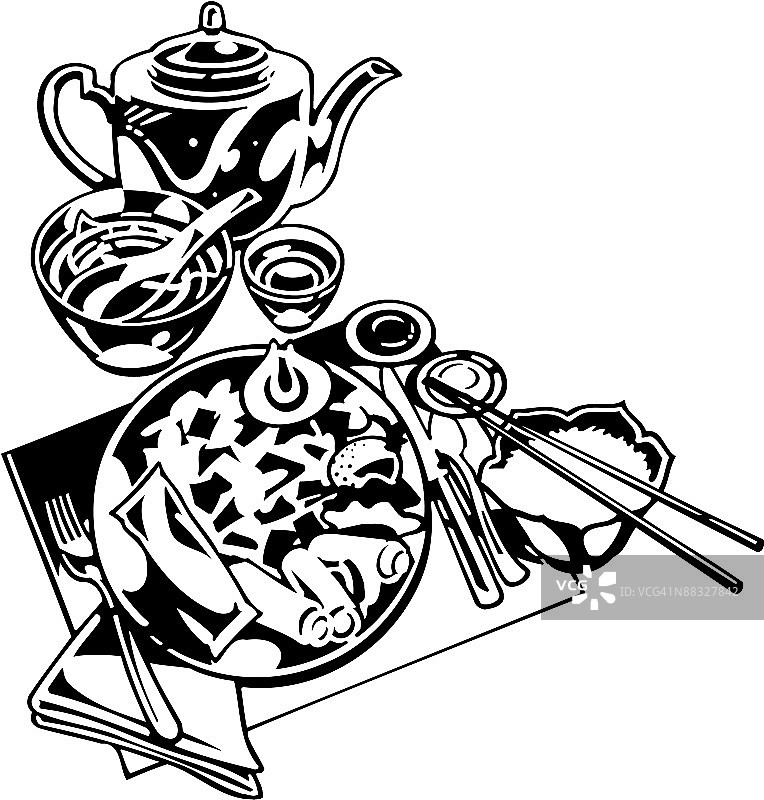 中式晚餐：东方风味低脂午餐图片素材