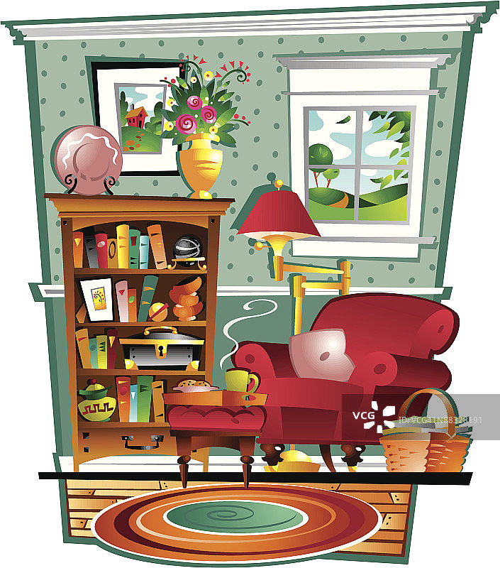 家庭活动室，彩色组合元素图片素材