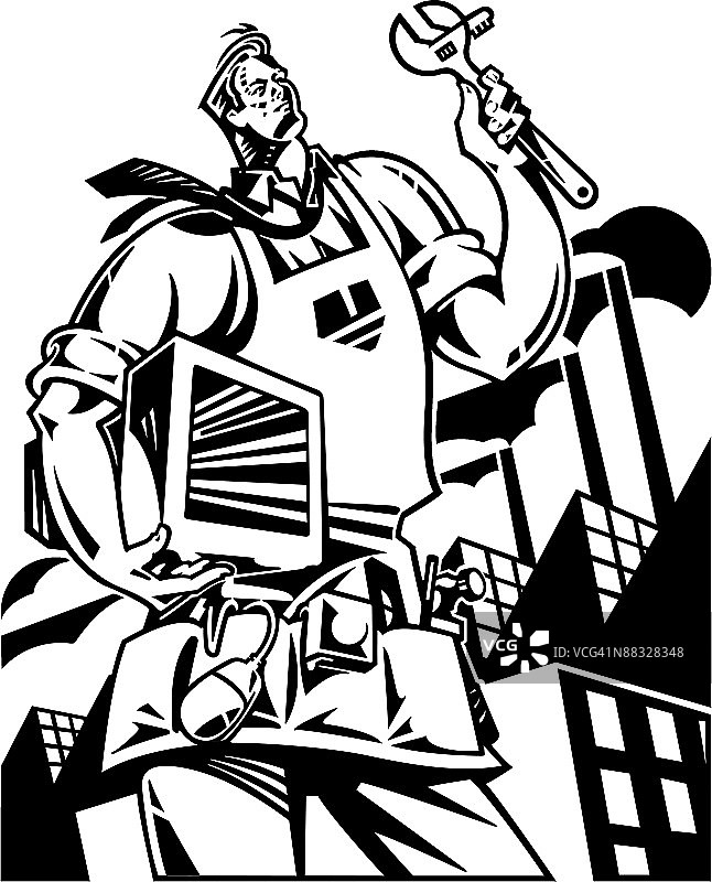 拿着扳手和工具的男人图片素材