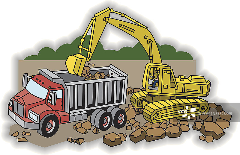 土方设备（彩色增强分层，黑白版本编号070-0298）图片素材