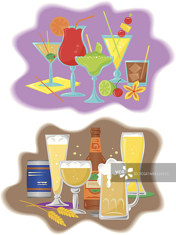 啤酒和鸡尾酒元素图片素材