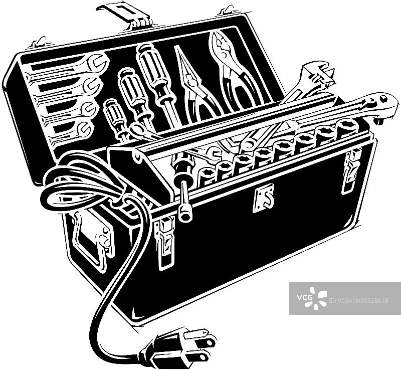 工具箱分层展示：工作所需的合适工具图片素材