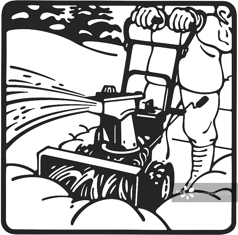 使用中的吹雪机：轻松铲雪图片素材