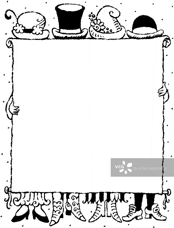 帽子和脚彩色分层边框（另有彩色版，049C9809）图片素材