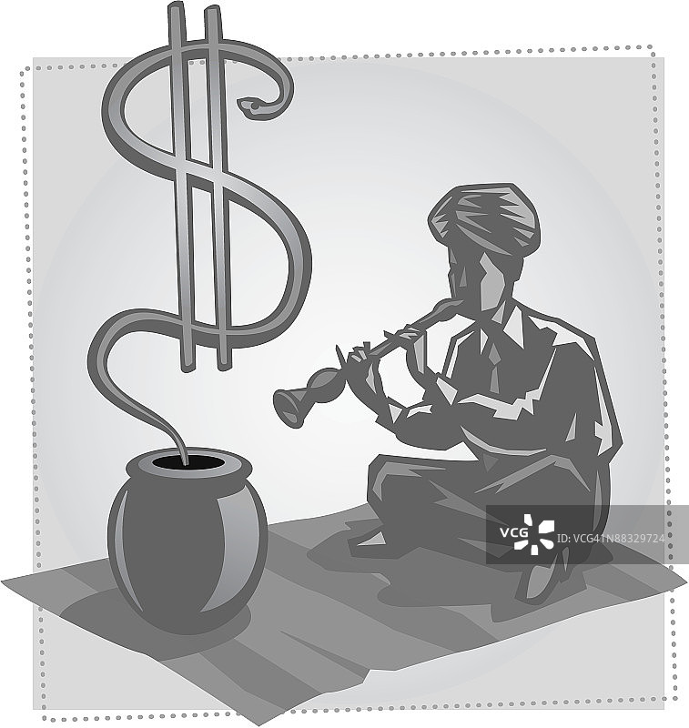 商人如玩蛇人，金钱，灰度，分组元素图片素材