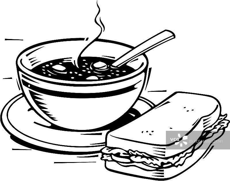 汤和半个三明治图片素材