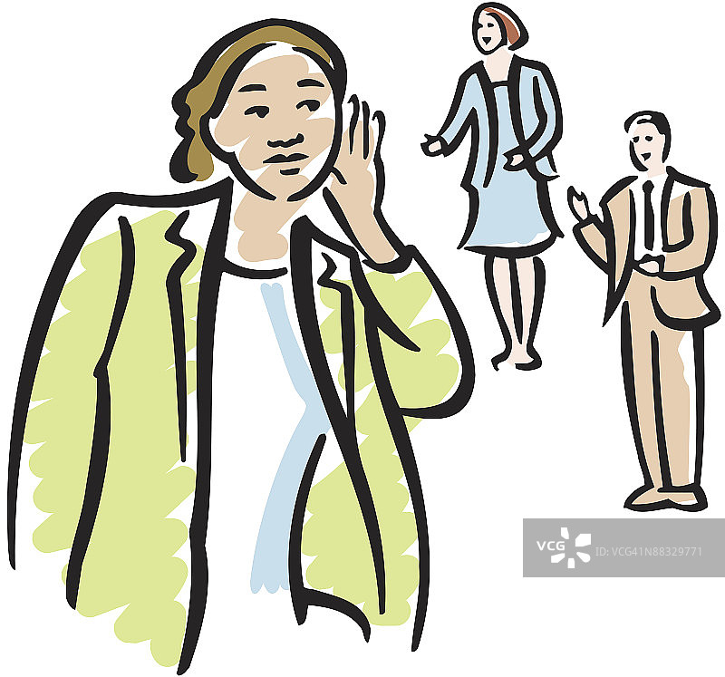 女人偷听别人的谈话图片素材