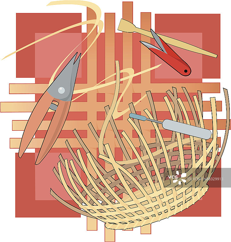 篮子编织，彩色，分组元素图片素材