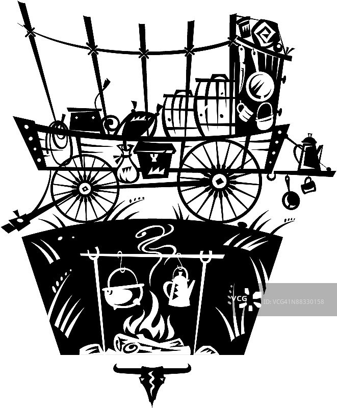 西部炊事车元素图片素材