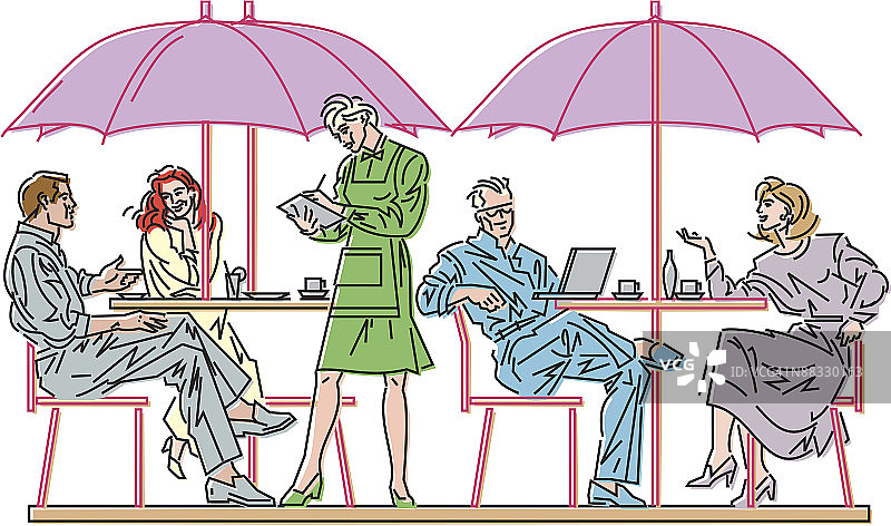 人行道咖啡馆，悠闲的午餐时光图片素材