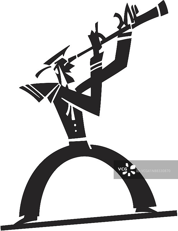 水手用望远镜观察图片素材