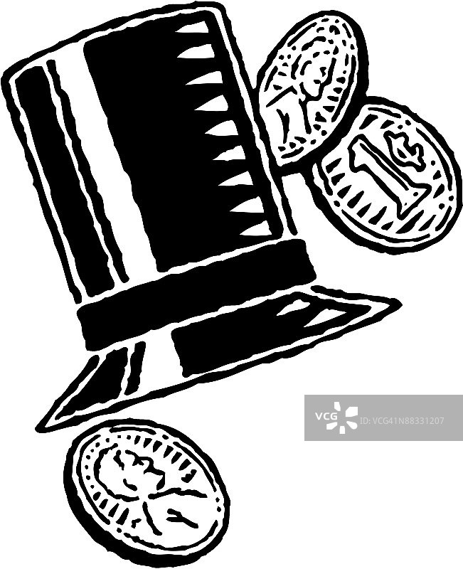 亚伯拉罕·林肯的帽子和大面值的硬币图片素材