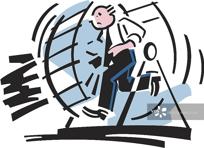 男人在仓鼠的彩色跑轮中跑步图片素材