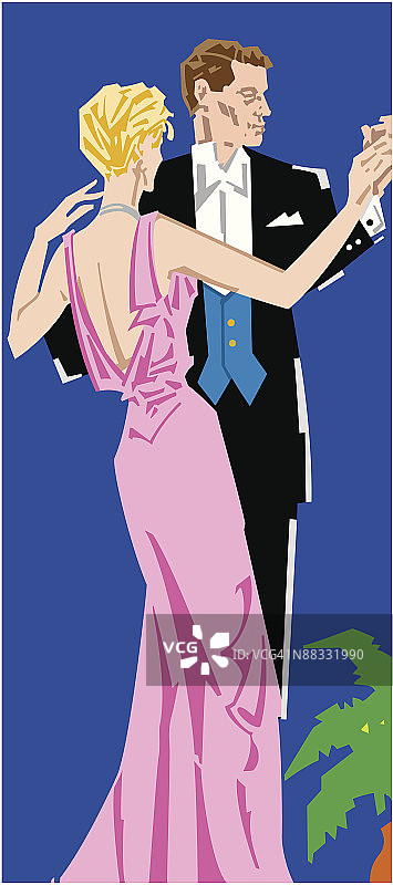 正式情侣舞蹈，彩色，Illustrator Ver. 5，分组元素，舞动夜晚，正式场合图片素材