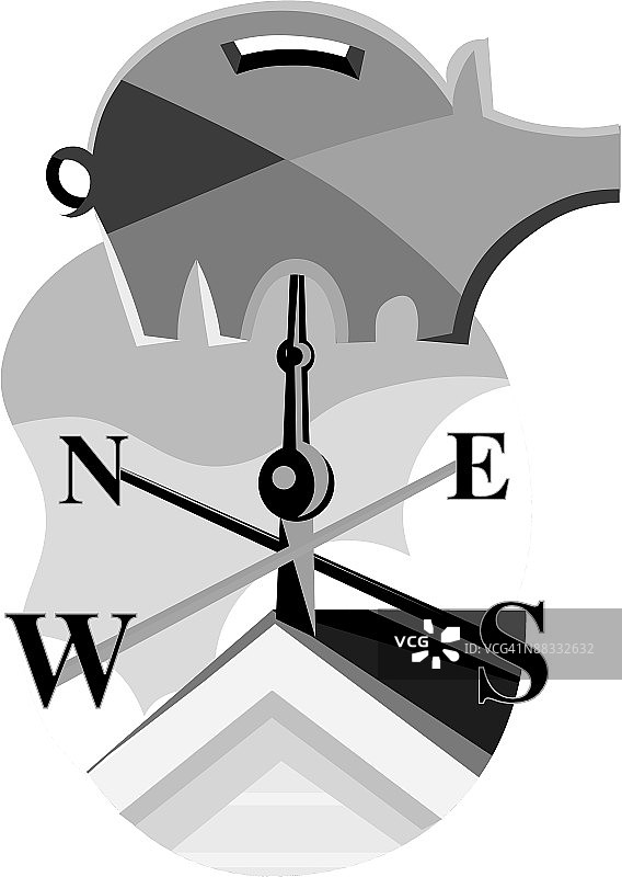 作为风向标的存钱罐（灰度图）图片素材