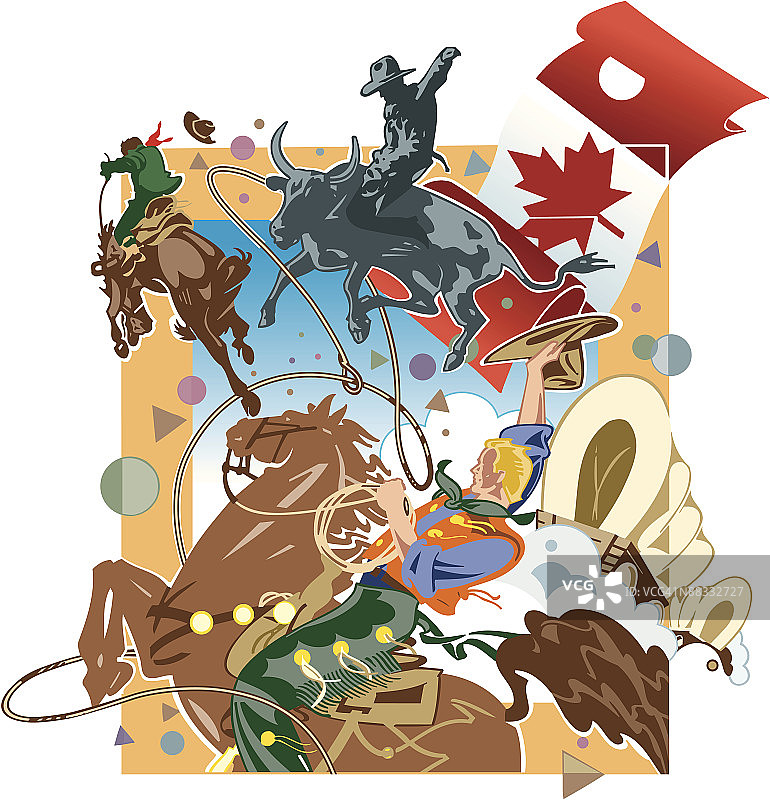 狂野牛仔竞技元素图片素材