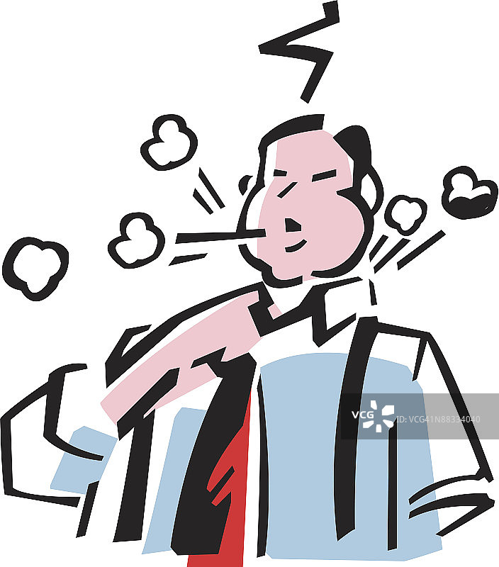 衣领冒热气的男人彩色概念图片素材