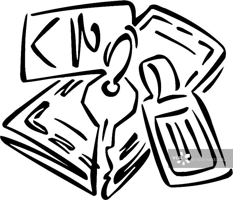 地图、酒店房卡、行李牌和车钥匙图片素材