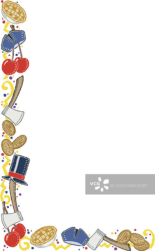 边框L形总统日蒙太奇，1美分，彩色图片素材