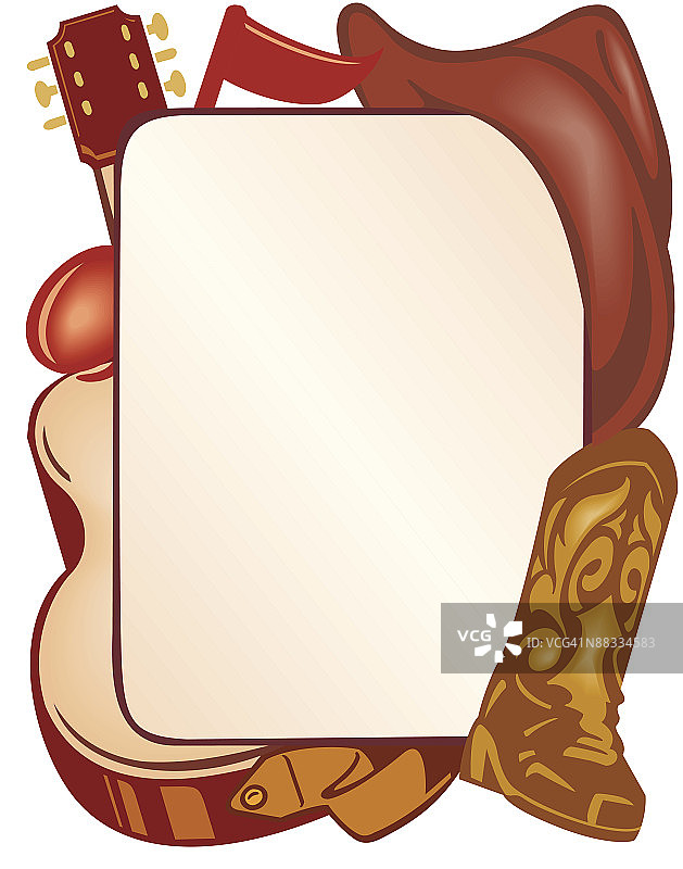 边框，乡村音乐元素彩色图片素材