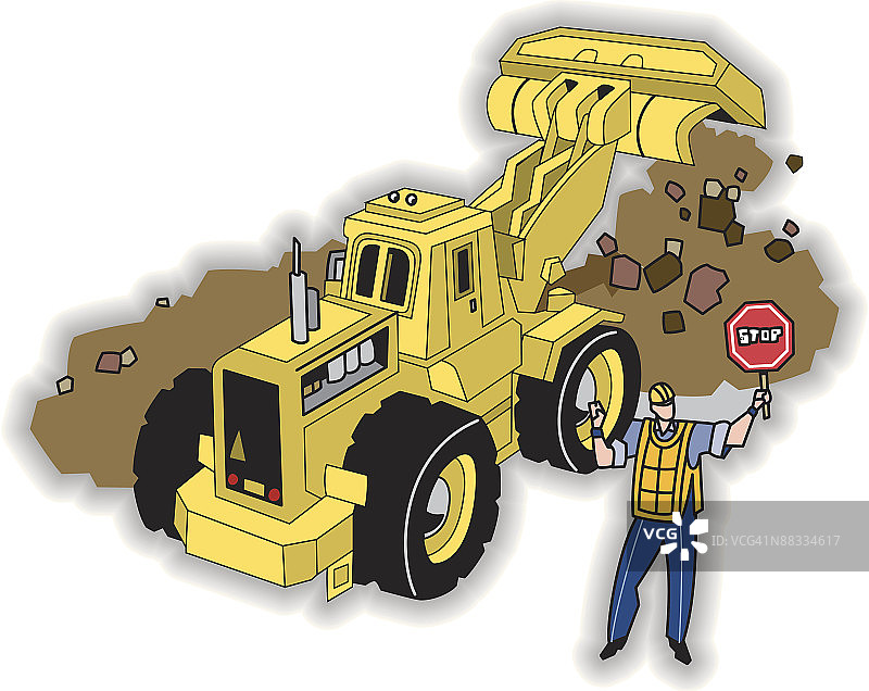 道路施工彩色增强分层停止标志图片素材