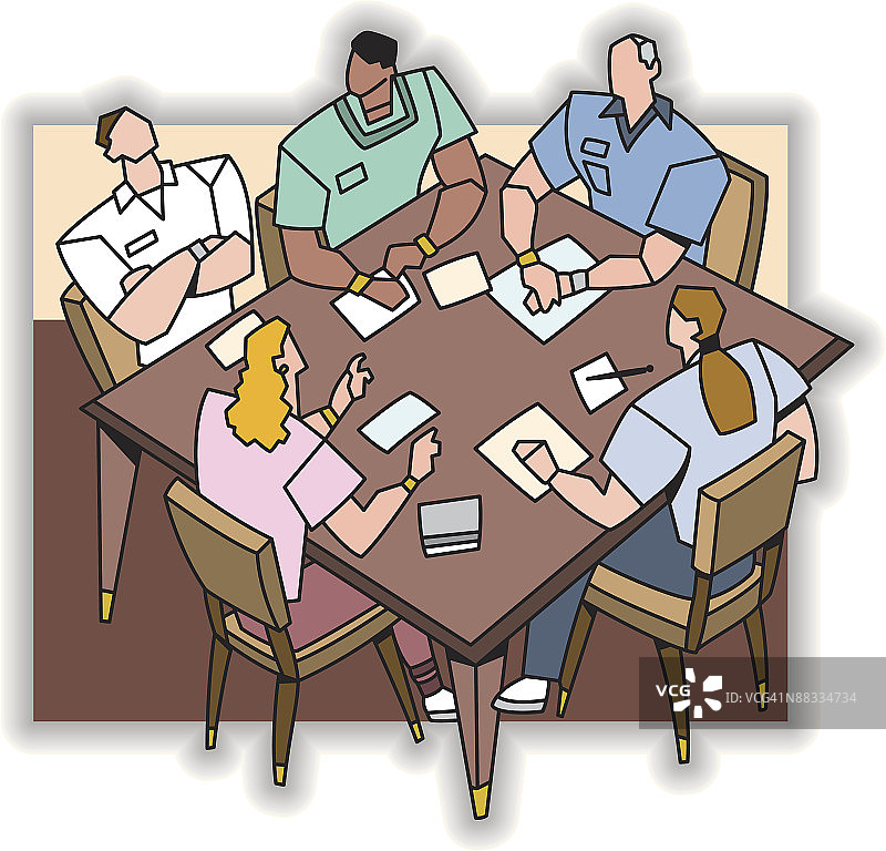 团队会议（彩色增强分层，黑白版本078-0298，集思广益，全员参与）图片素材
