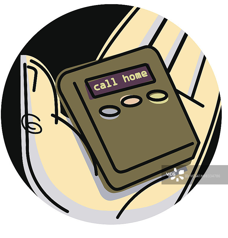 手持BB机，“呼叫回家”彩色分层图片素材