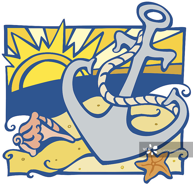 沙滩上的锚图片素材