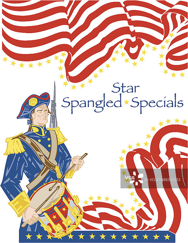 星光灿烂的特别节目，美国独立战争士兵彩色图片素材