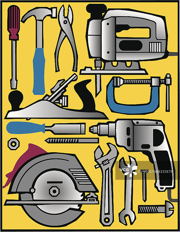 工具蒙太奇彩色插画（Illustrator Ver. 5）图片素材