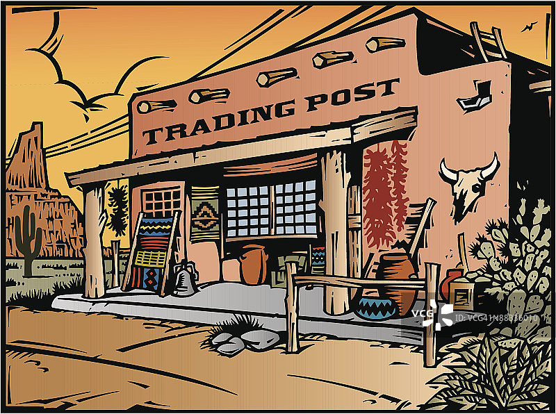 西南贸易站彩色元素图片素材
