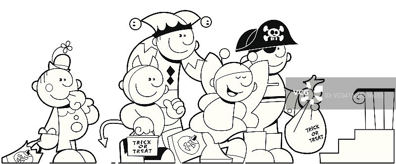 孩子们穿着万圣节服装图片素材