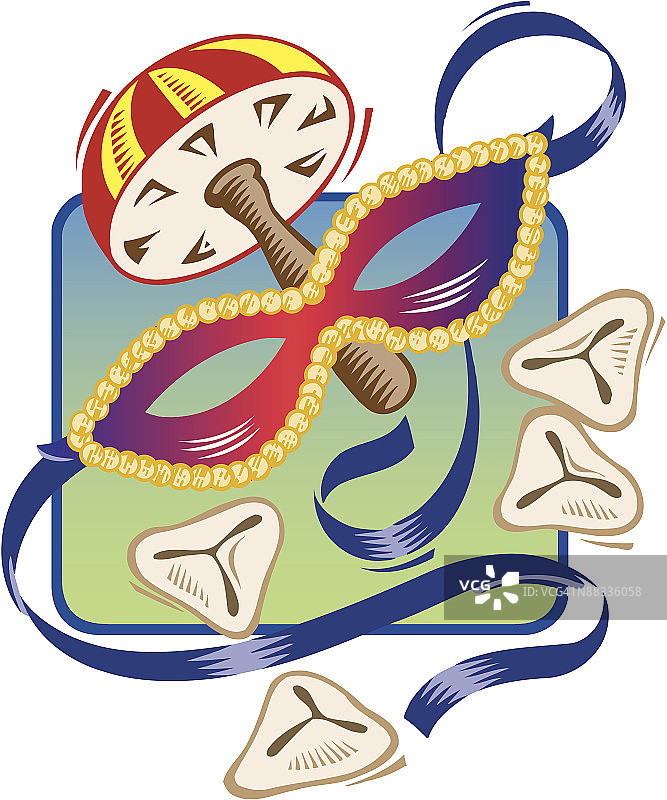 普林节元素彩色分层插画图片素材