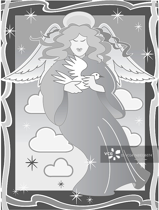 手捧鸽子的女天使图片素材